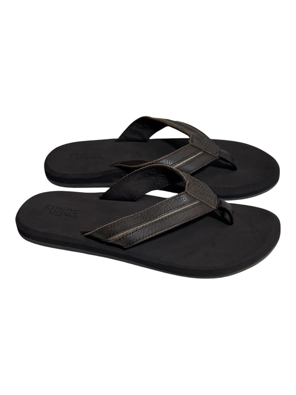 Flojos Ryder Men’s Brown Leather Flip Flop Sandals Size 11